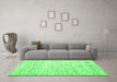 Machine Washable Abstract Green Contemporary Area Rugs in a Living Room,, wshcon1837grn