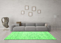 Machine Washable Abstract Green Contemporary Rug, wshcon1837grn