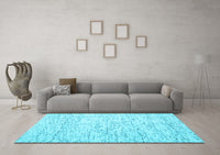 Machine Washable Abstract Light Blue Contemporary Rug, wshcon1837lblu