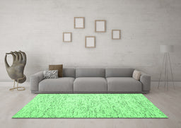 Machine Washable Abstract Emerald Green Contemporary Area Rugs in a Living Room,, wshcon1837emgrn