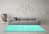 Machine Washable Abstract Turquoise Contemporary Rug, wshcon1838turq