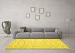 Machine Washable Abstract Yellow Contemporary Rug in a Living Room, wshcon1838yw