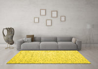 Machine Washable Abstract Yellow Contemporary Rug, wshcon1838yw