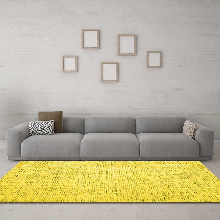 Machine Washable Abstract Yellow Contemporary Rug in a Living Room, wshcon1838yw