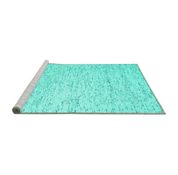 Sideview of Machine Washable Abstract Turquoise Contemporary Area Rugs, wshcon1838turq