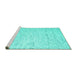 Sideview of Machine Washable Abstract Turquoise Contemporary Area Rugs, wshcon1838turq