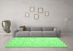 Machine Washable Abstract Green Contemporary Area Rugs in a Living Room,, wshcon1838grn