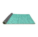 Sideview of Abstract Turquoise Contemporary Rug, con1839turq