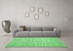 Machine Washable Abstract Emerald Green Contemporary Area Rugs in a Living Room,, wshcon1839emgrn