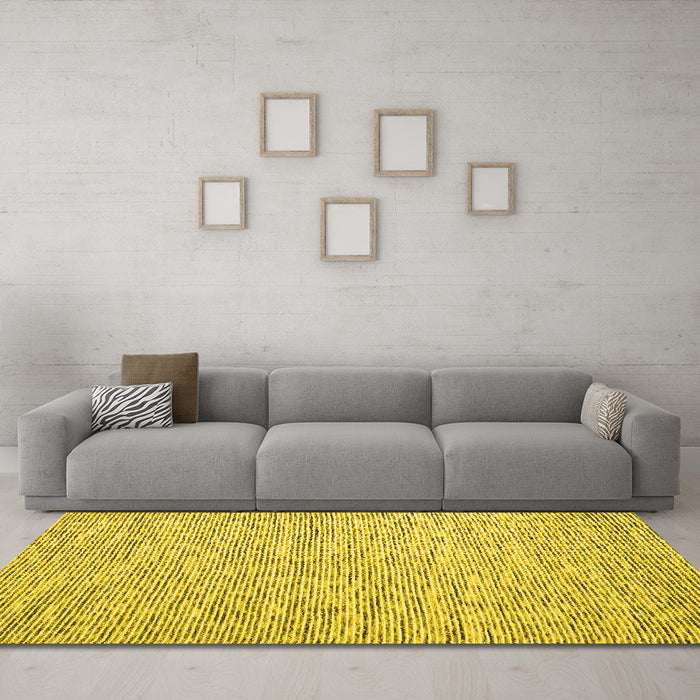 Machine Washable Abstract Yellow Contemporary Rug in a Living Room, wshcon1839yw