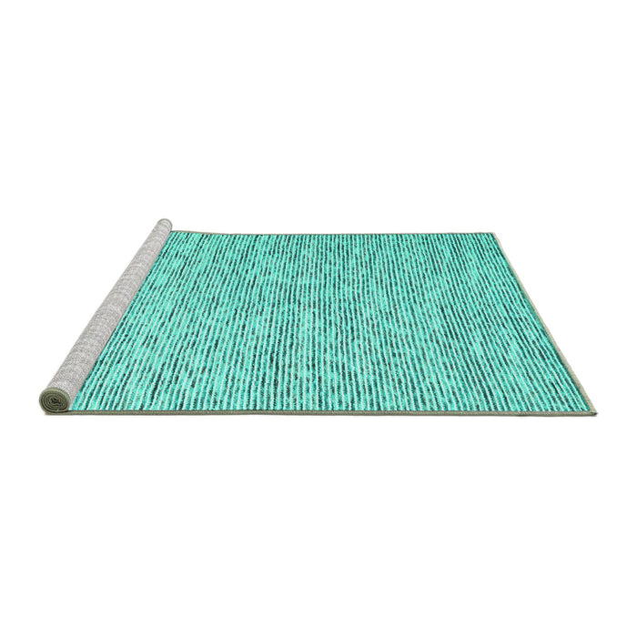 Sideview of Machine Washable Abstract Turquoise Contemporary Area Rugs, wshcon1839turq