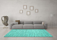 Machine Washable Abstract Turquoise Contemporary Rug, wshcon1839turq