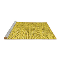 Sideview of Machine Washable Abstract Yellow Contemporary Rug, wshcon1839yw