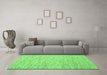 Machine Washable Abstract Green Contemporary Area Rugs in a Living Room,, wshcon1840grn