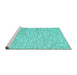 Sideview of Machine Washable Abstract Turquoise Contemporary Area Rugs, wshcon1840turq