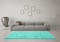 Machine Washable Abstract Turquoise Contemporary Rug, wshcon1840turq