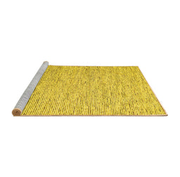 Sideview of Machine Washable Abstract Yellow Contemporary Rug, wshcon1840yw