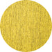 Round Abstract Yellow Contemporary Rug, con1840yw