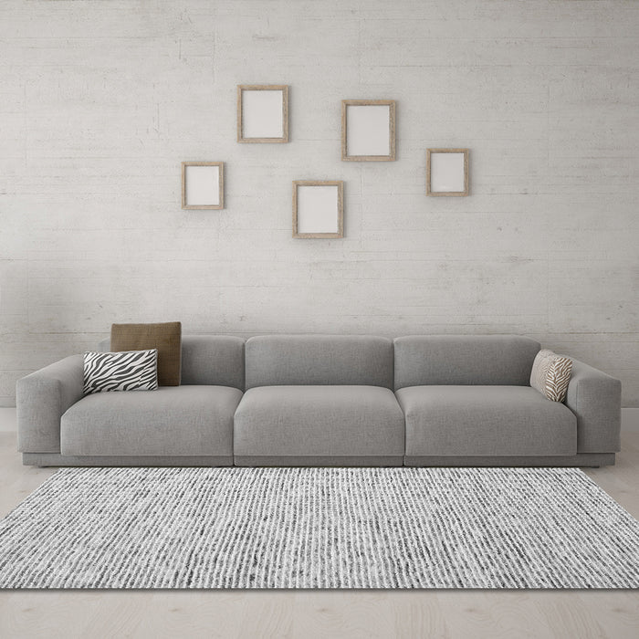 Machine Washable Abstract Gray Contemporary Rug in a Living Room,, wshcon1840gry