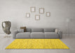 Machine Washable Abstract Yellow Contemporary Rug in a Living Room, wshcon1840yw