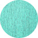 Round Machine Washable Abstract Turquoise Contemporary Area Rugs, wshcon1840turq