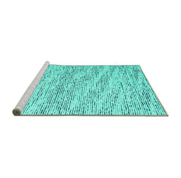 Sideview of Machine Washable Abstract Turquoise Contemporary Area Rugs, wshcon1841turq