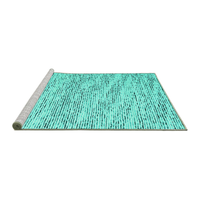 Sideview of Machine Washable Abstract Turquoise Contemporary Area Rugs, wshcon1841turq