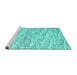 Sideview of Machine Washable Abstract Turquoise Contemporary Area Rugs, wshcon1841turq