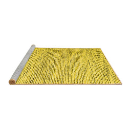 Sideview of Machine Washable Abstract Yellow Contemporary Rug, wshcon1841yw