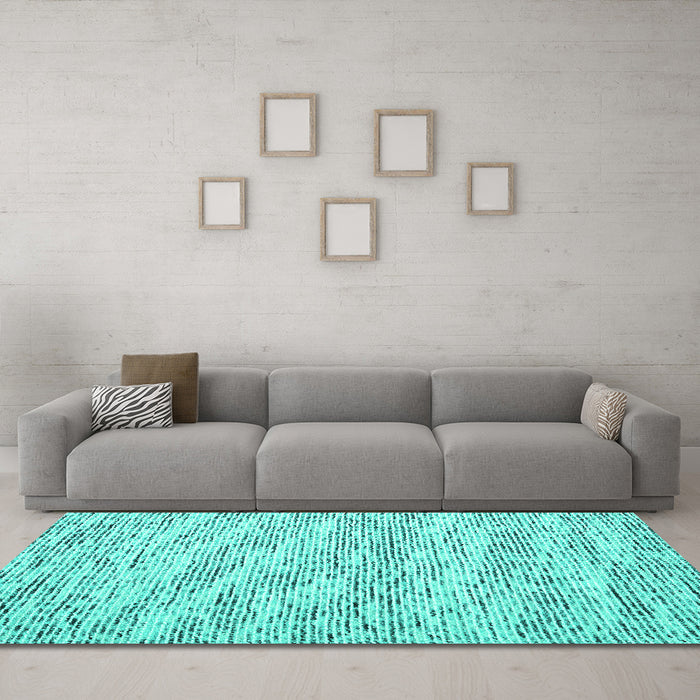 Machine Washable Abstract Turquoise Contemporary Area Rugs in a Living Room,, wshcon1841turq