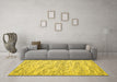 Machine Washable Abstract Yellow Contemporary Rug in a Living Room, wshcon1841yw