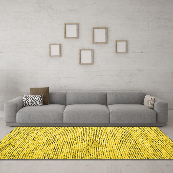 Machine Washable Abstract Yellow Contemporary Rug in a Living Room, wshcon1841yw