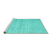 Sideview of Machine Washable Abstract Turquoise Contemporary Area Rugs, wshcon1842turq