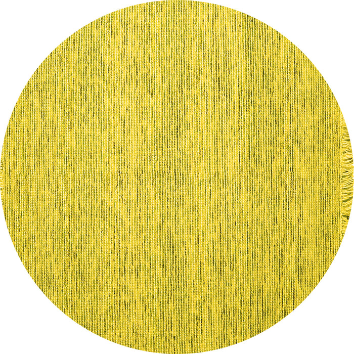 Round Machine Washable Abstract Yellow Contemporary Rug, wshcon1842yw