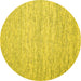 Round Machine Washable Abstract Yellow Contemporary Rug, wshcon1842yw