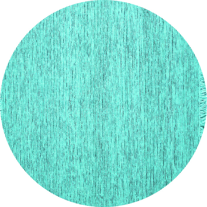 Round Abstract Turquoise Contemporary Rug, con1842turq