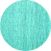 Round Abstract Turquoise Contemporary Rug, con1842turq