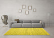 Machine Washable Abstract Yellow Contemporary Rug in a Living Room, wshcon1842yw