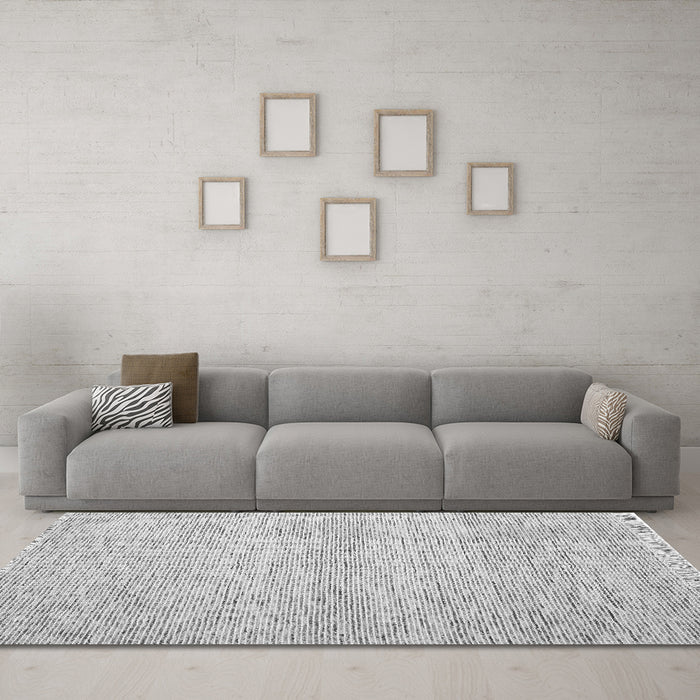 Machine Washable Abstract Gray Contemporary Rug in a Living Room,, wshcon1842gry