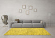 Machine Washable Abstract Yellow Contemporary Rug in a Living Room, wshcon1843yw