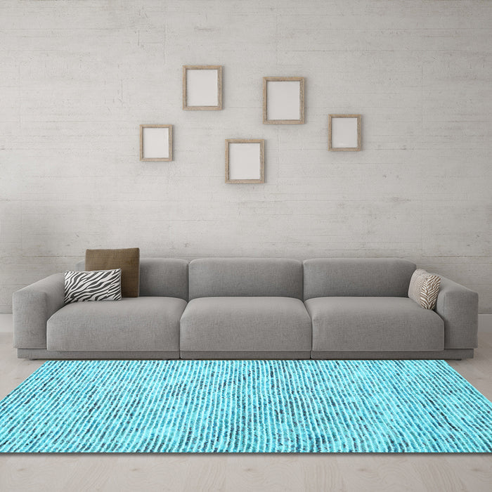 Machine Washable Abstract Light Blue Contemporary Rug in a Living Room, wshcon1843lblu