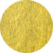 Round Abstract Yellow Contemporary Rug, con1843yw