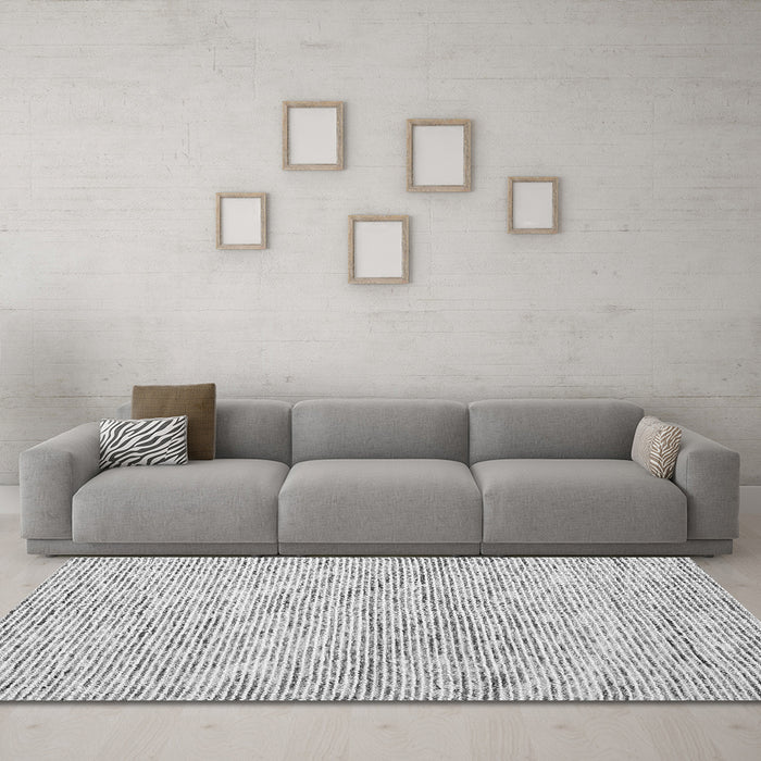 Machine Washable Abstract Gray Contemporary Rug in a Living Room,, wshcon1843gry