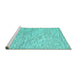 Sideview of Machine Washable Abstract Turquoise Contemporary Area Rugs, wshcon1843turq