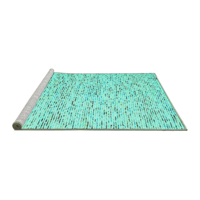 Sideview of Machine Washable Abstract Turquoise Contemporary Area Rugs, wshcon1844turq