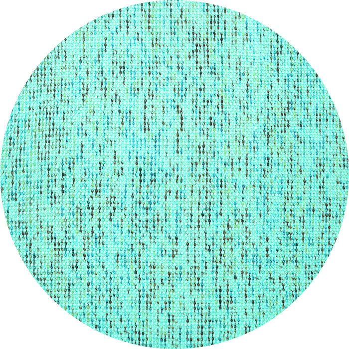 Round Machine Washable Abstract Turquoise Contemporary Area Rugs, wshcon1844turq