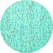 Round Machine Washable Abstract Turquoise Contemporary Area Rugs, wshcon1844turq