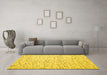 Machine Washable Abstract Yellow Contemporary Rug in a Living Room, wshcon1844yw