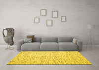 Machine Washable Abstract Yellow Contemporary Rug, wshcon1844yw