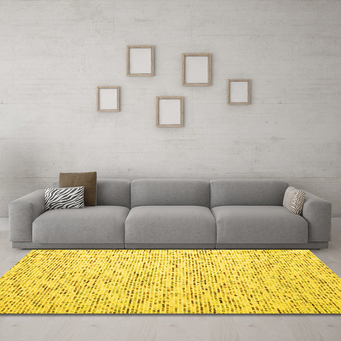 Machine Washable Abstract Yellow Contemporary Rug in a Living Room, wshcon1844yw